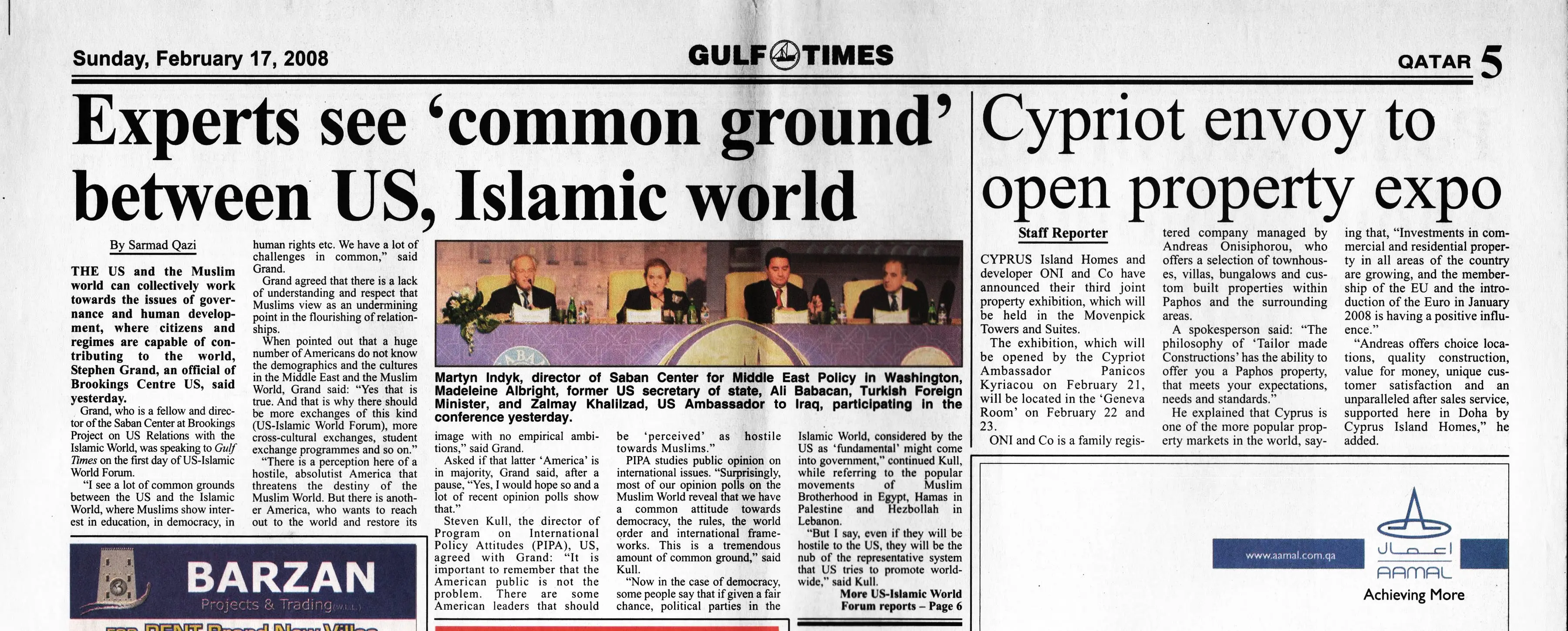 Original Gulf Times clipping: Experts see 'common ground' between US, Islamic world