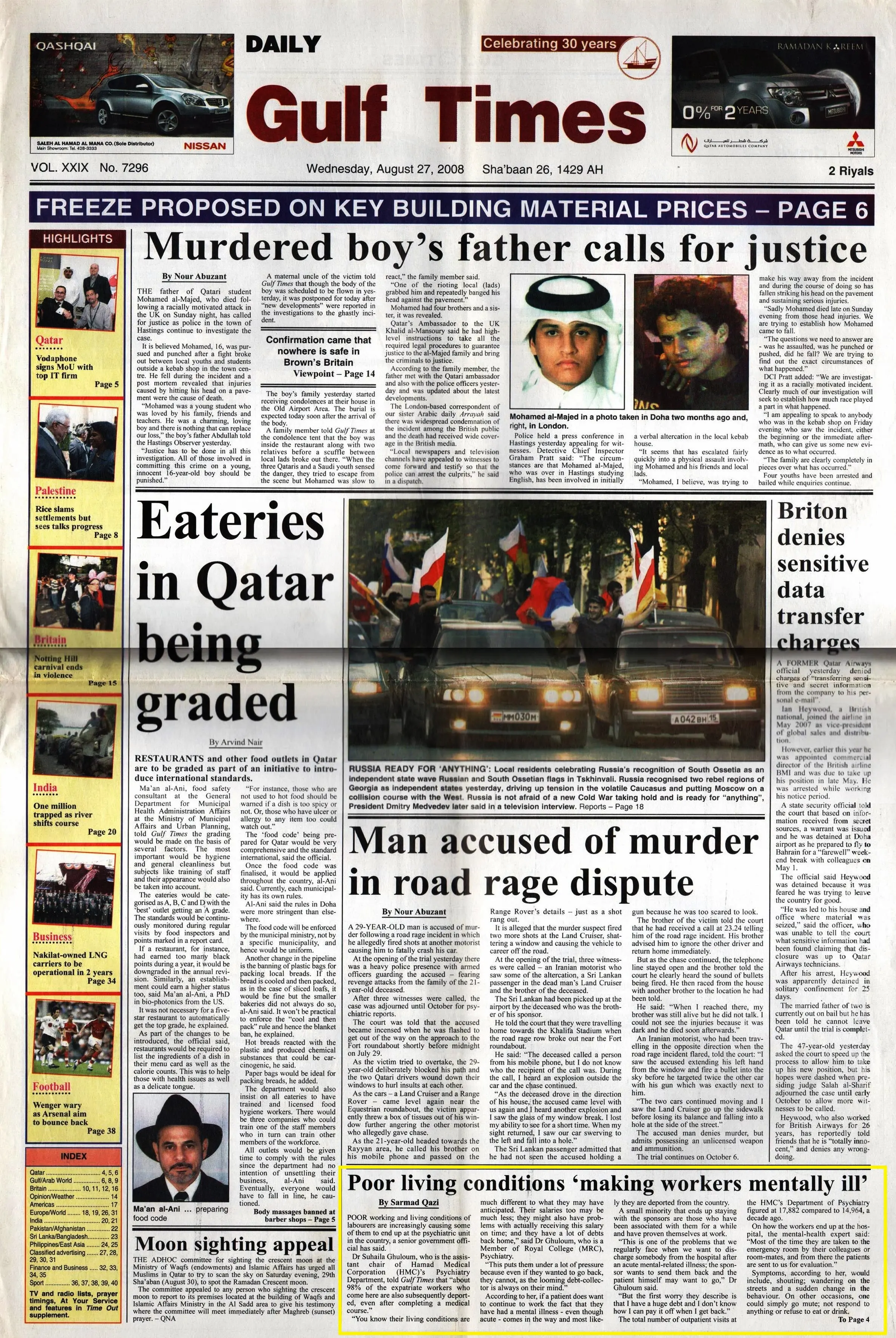 Original Gulf Times clipping: Poor living conditions 'making workers mentally ill'