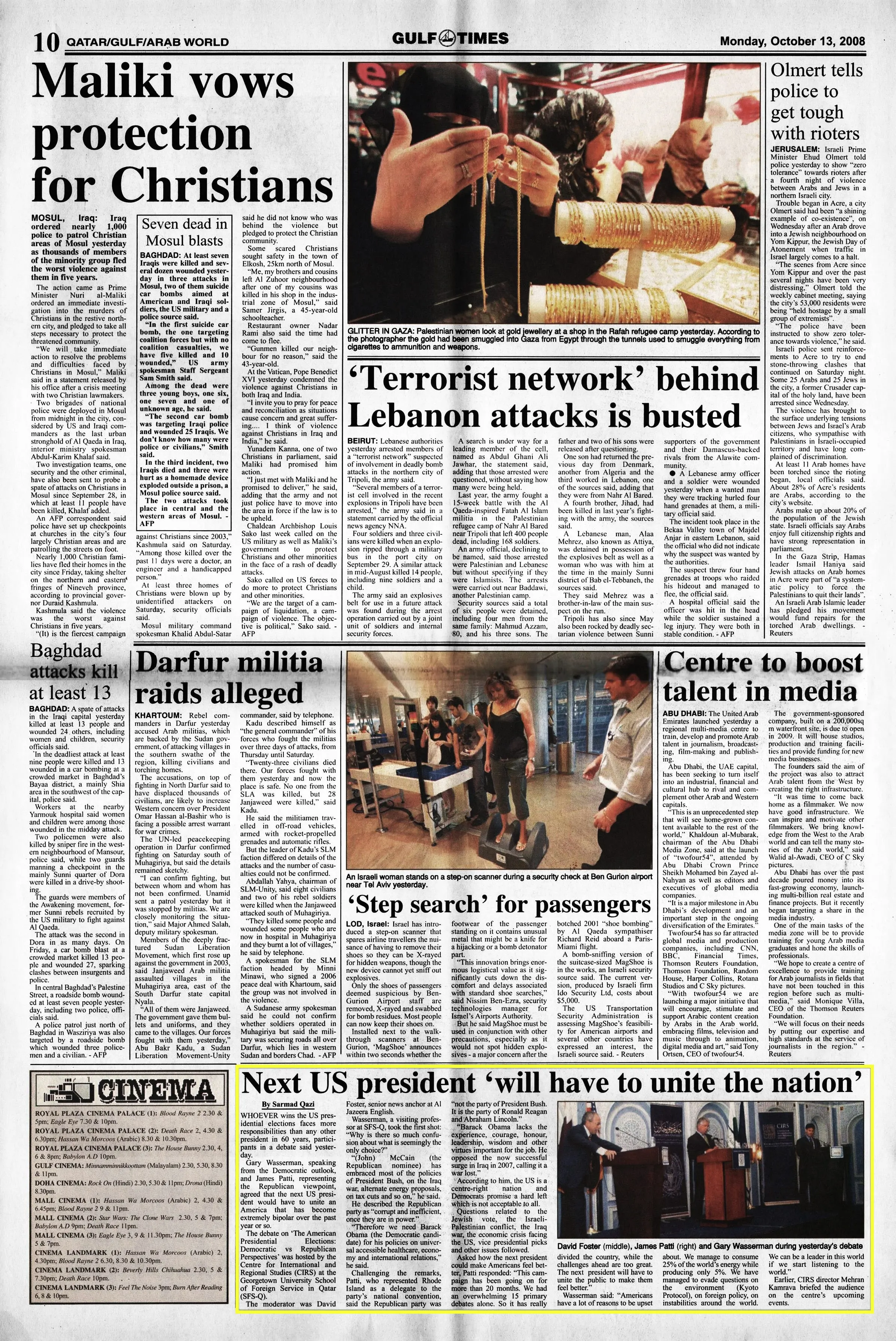 Original Gulf Times clipping: Next US president 'will have to unite the nation'