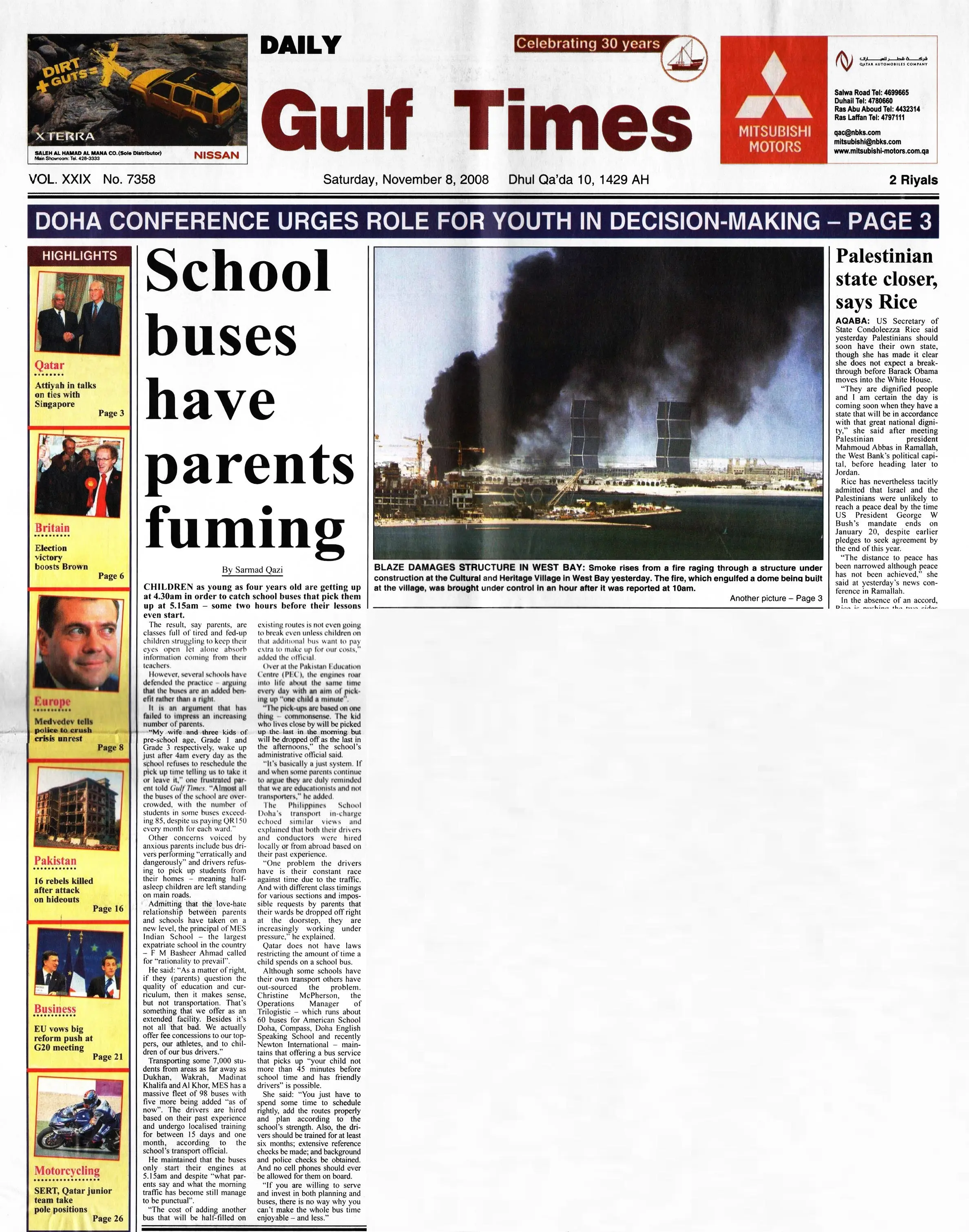 Original Gulf Times clipping: School buses have parents fuming