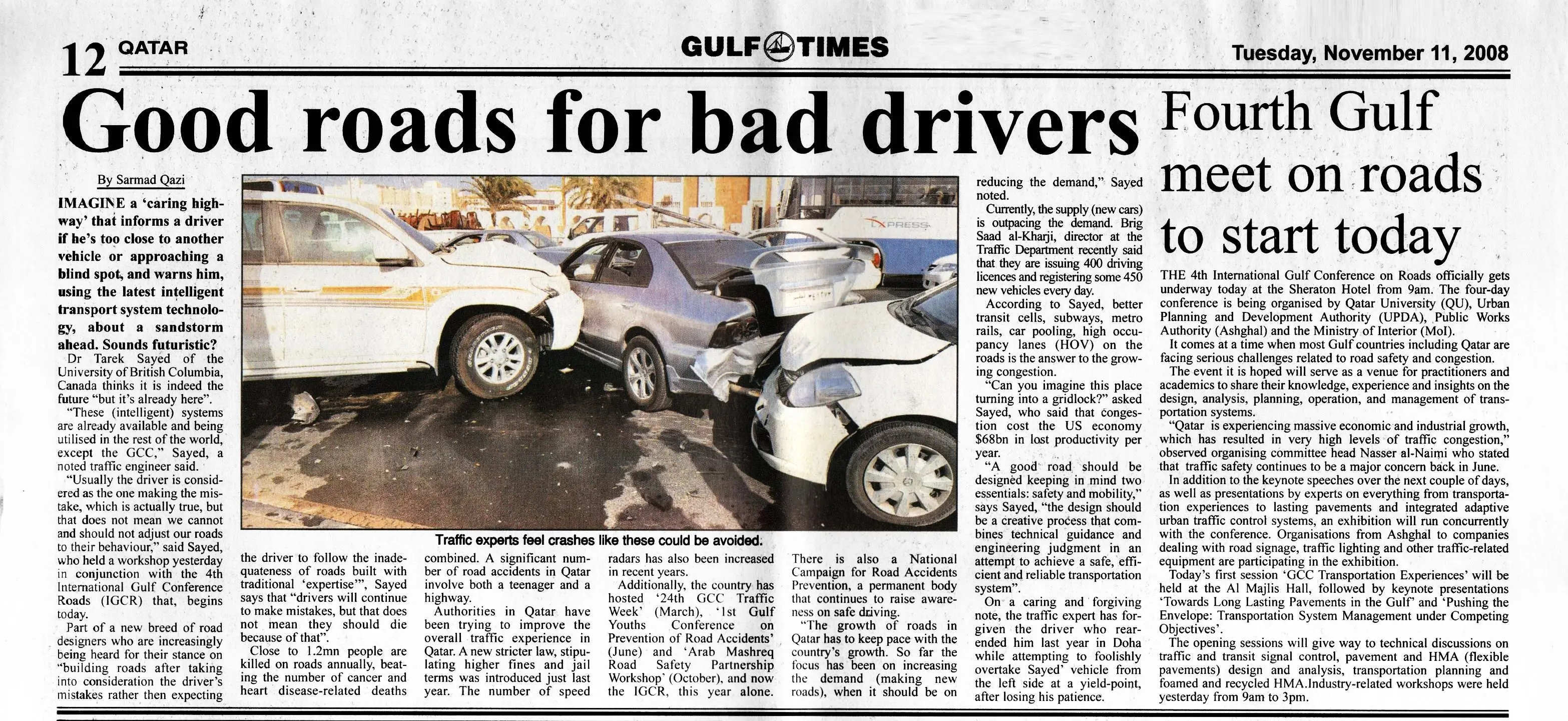 Original Gulf Times clipping: Good roads for bad drivers
