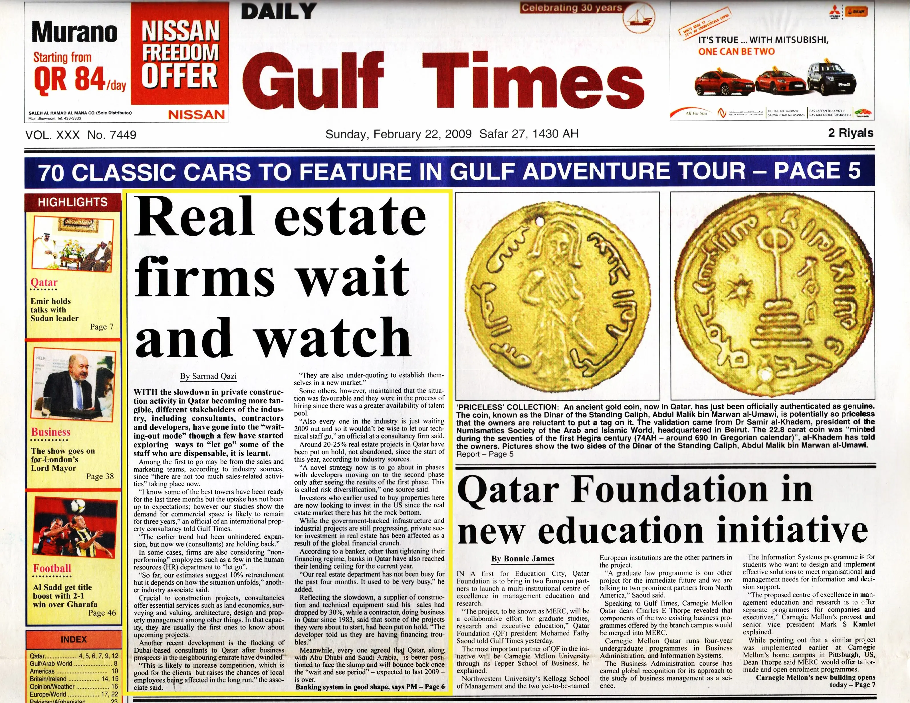 Original Gulf Times clipping: Real estate firms wait and watch