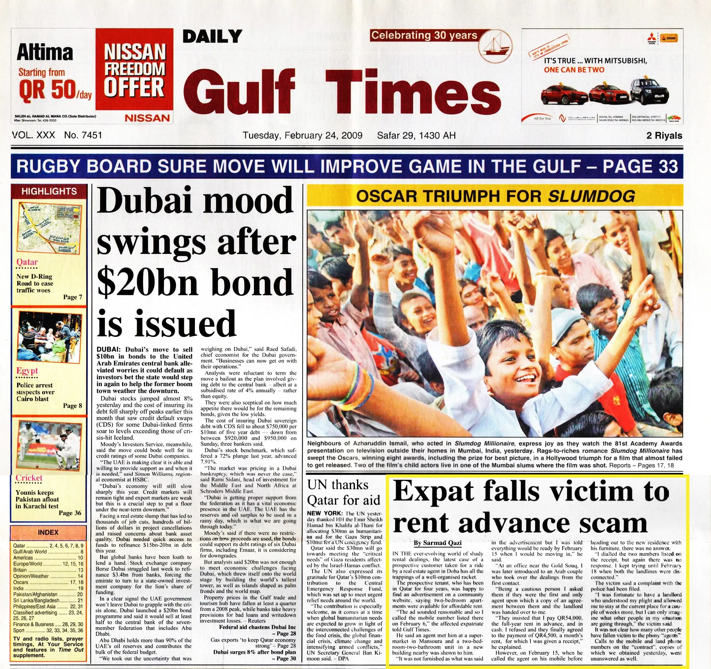 Original Gulf Times clipping: Expat falls victim to rent advance scam