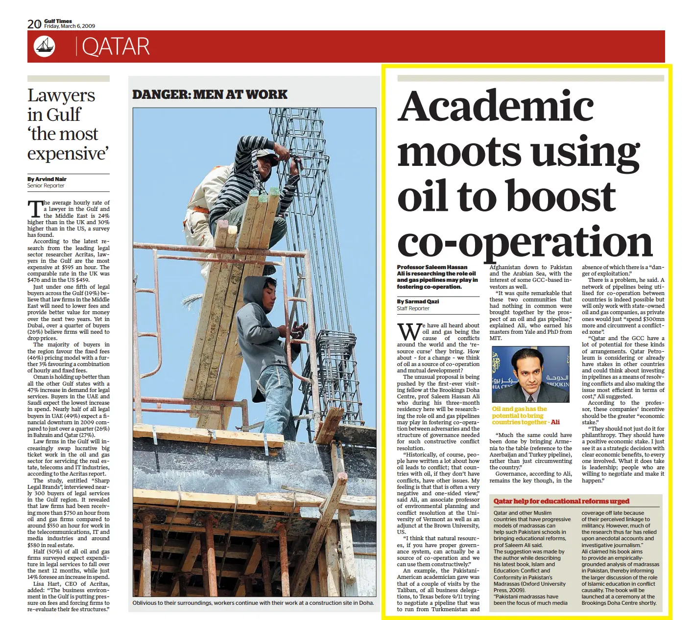 Original Gulf Times clipping: Academic moots using oil to boost co-operation