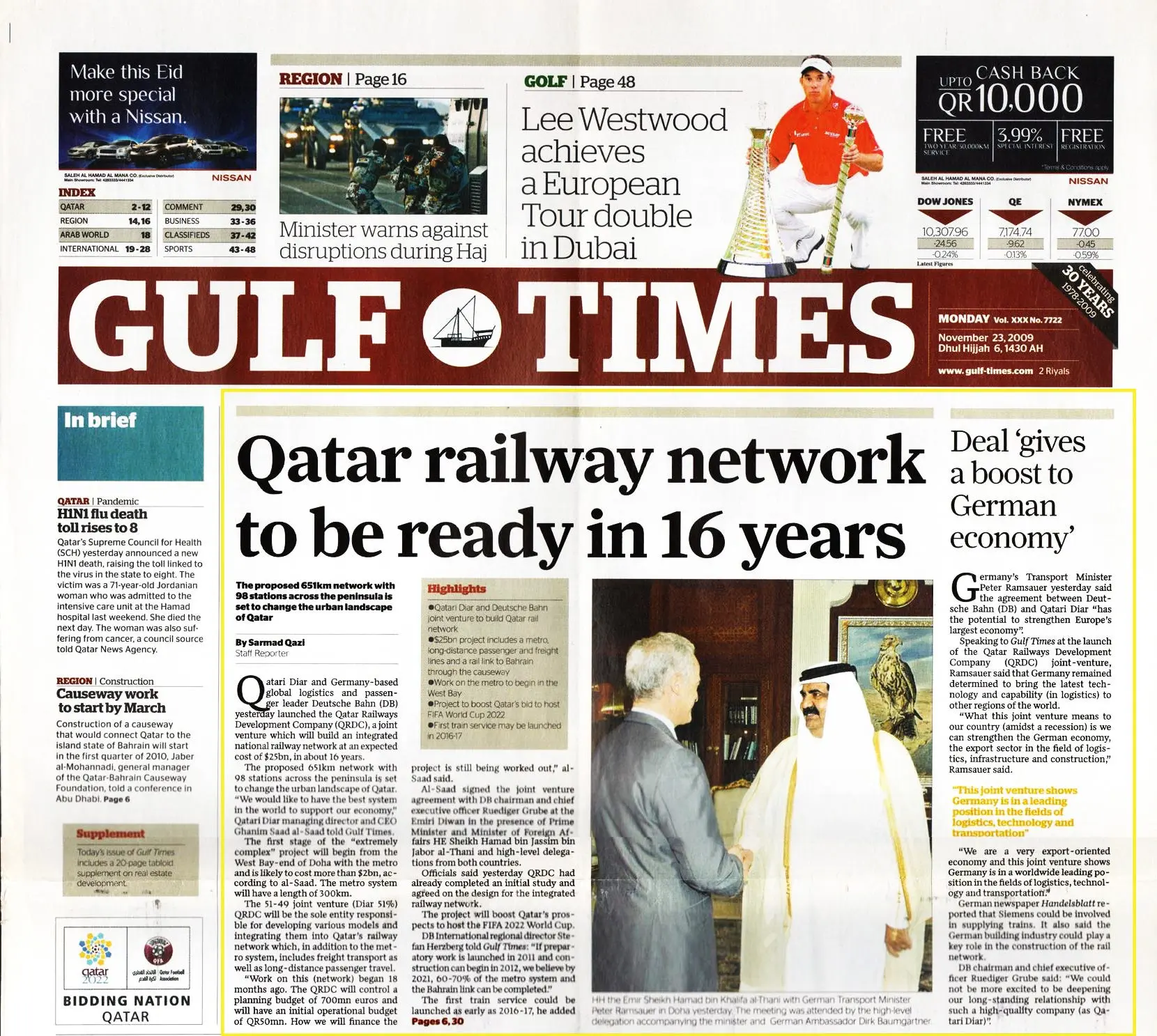 Original Gulf Times clipping: Deal 'gives a boost to German economy'