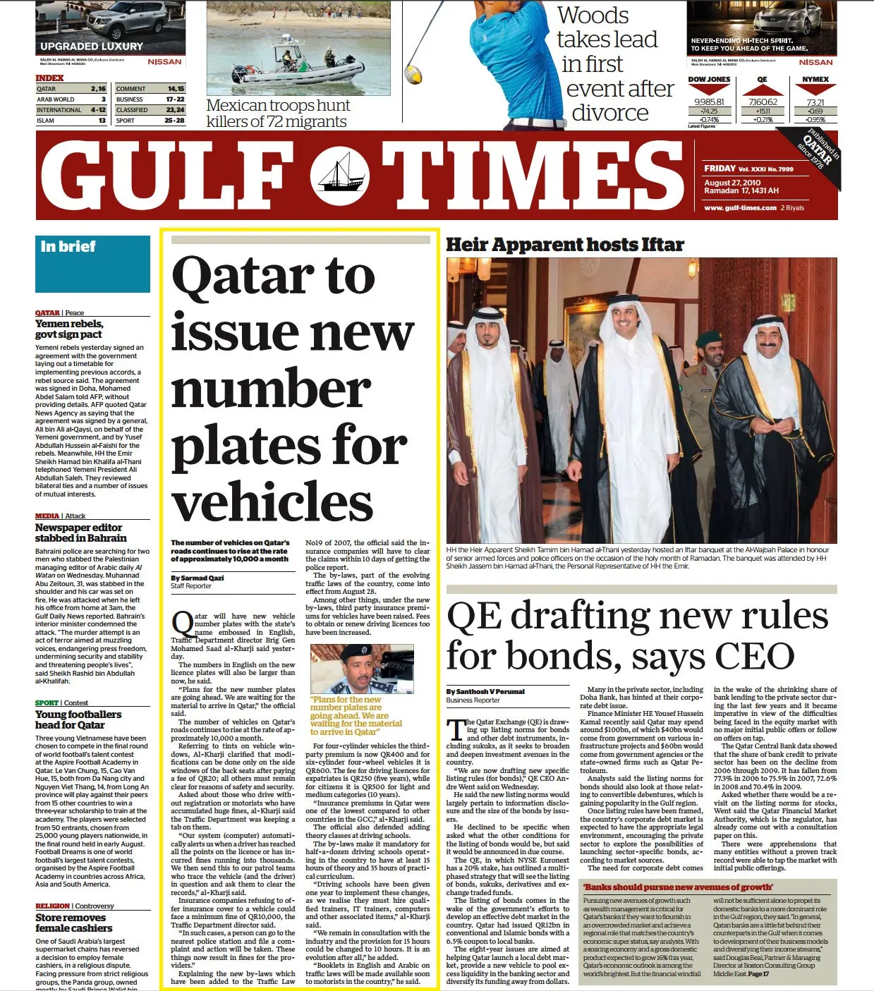 Original Gulf Times clipping: Qatar to issue new number plates for vehicles