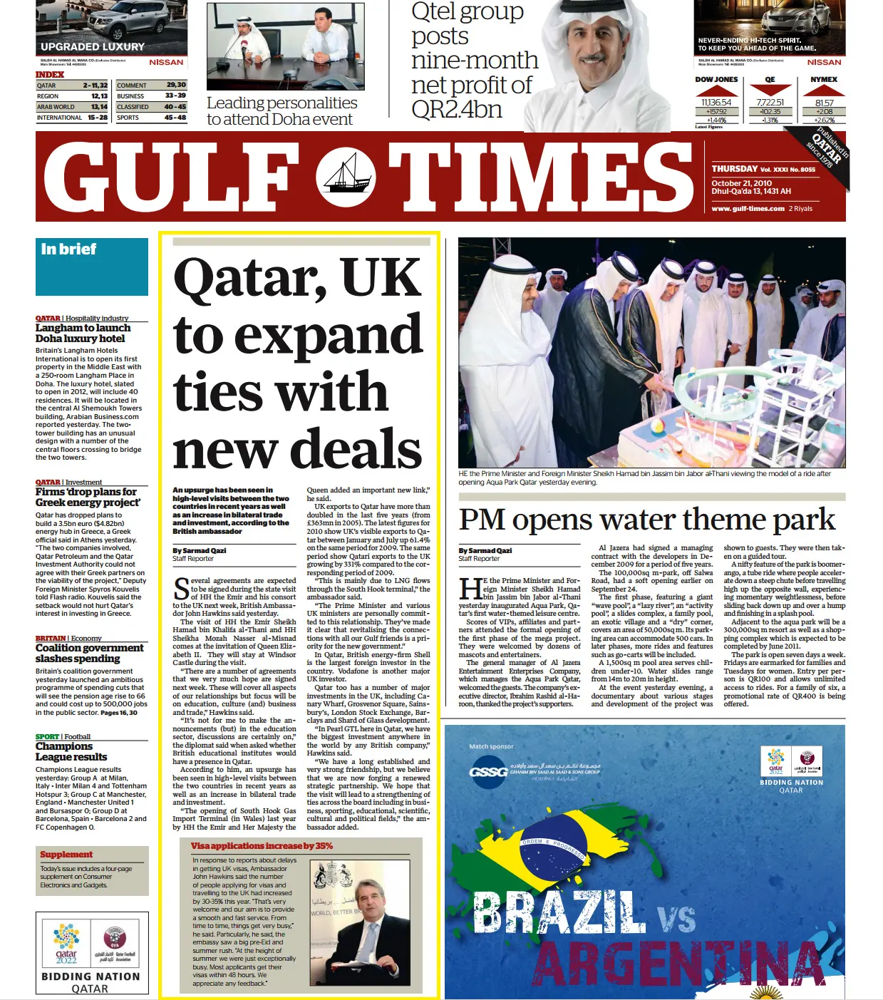 Original Gulf Times clipping: Qatar, UK to expand ties with new deals