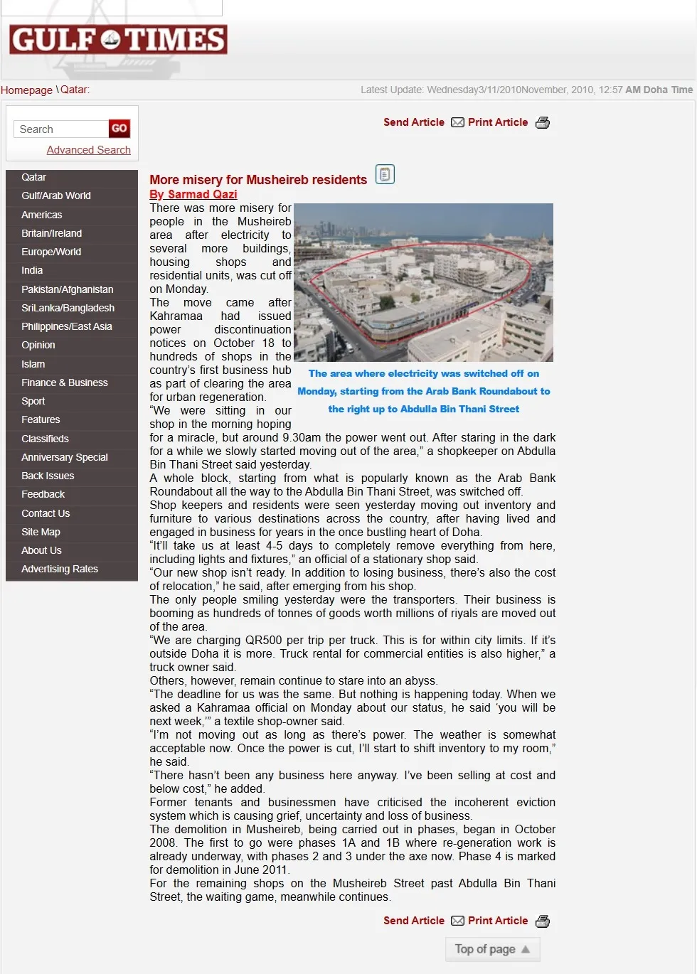Original Gulf Times clipping: More misery for Musheireb residents
